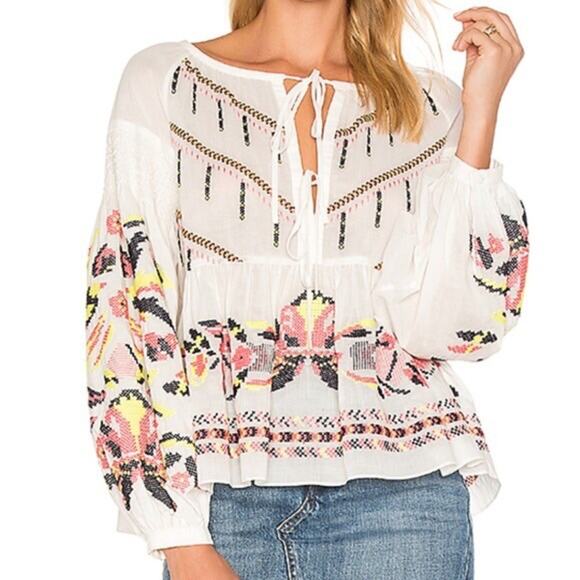 TANYA TAYLOR Clemence Cross Stitch Top Size 4 - Picture 1 of 10